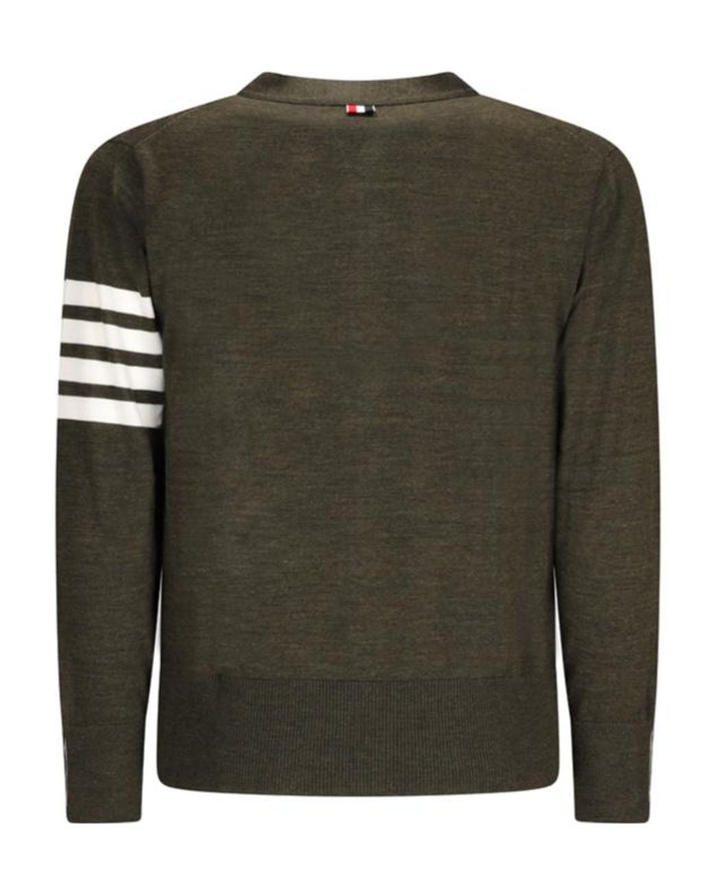 Thom Browne Green 4-Bar V-Neck Buttoned Cardigan for men