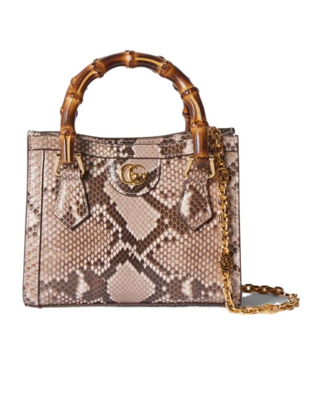 Gucci Pink Diana Python Small Tote Bag