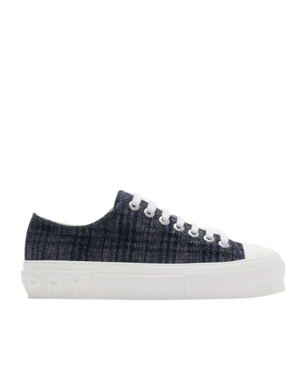 Burberry Blue Checked Low-Top Sneakers