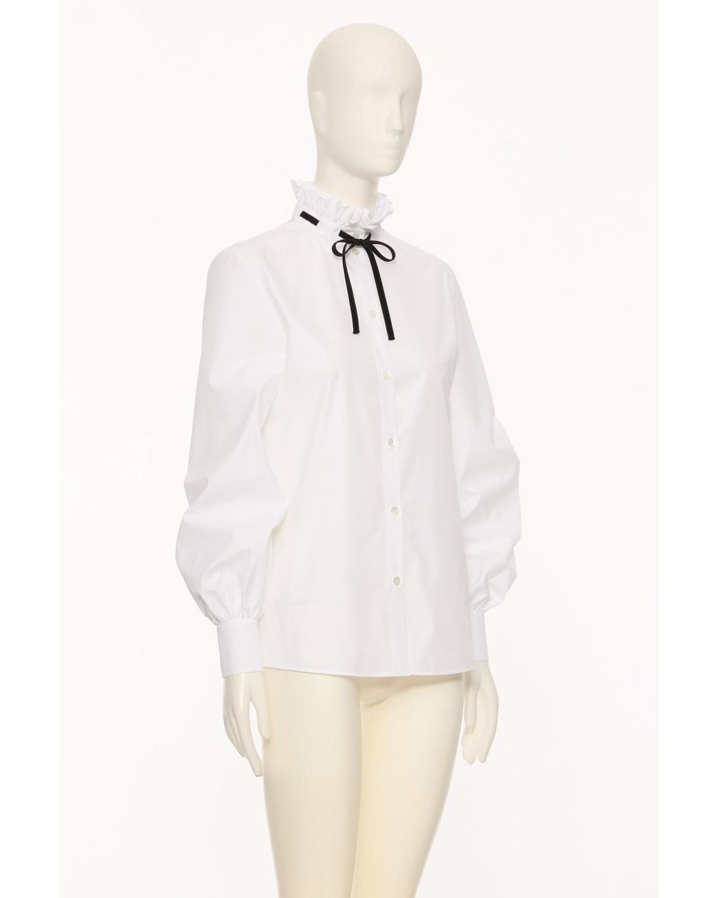 Valentino White Ruffle Detailed Button-Up Top