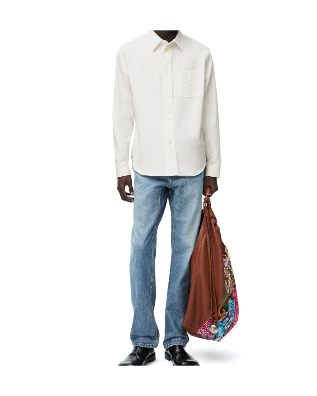 Loewe White Buttoned Long-Sleeved Shirt for men