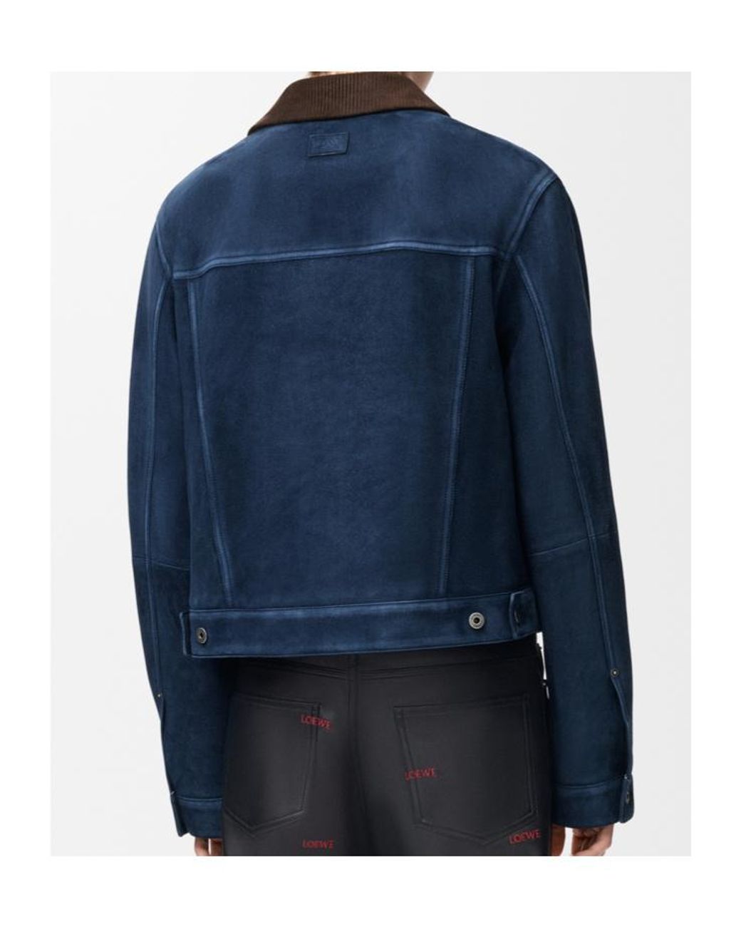 Loewe Blue Corduroy-Collar Suede Jacket for men