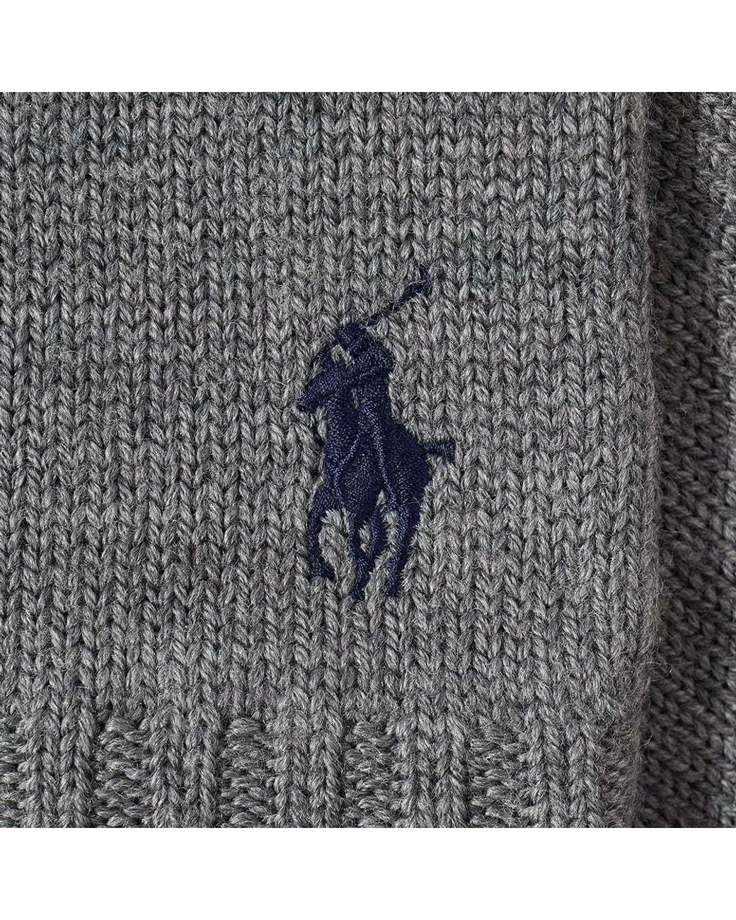 Polo Ralph Lauren Gray Ribbed Logo-Embroidered Gloves for men