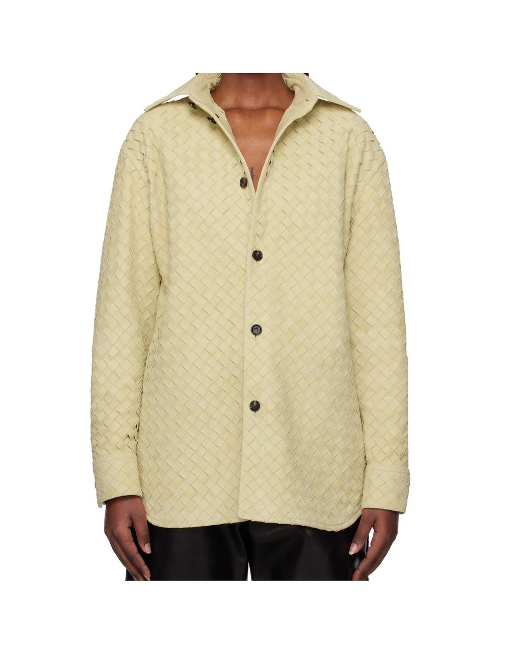 Bottega Veneta Natural Long-Sleeved Leather Shirt