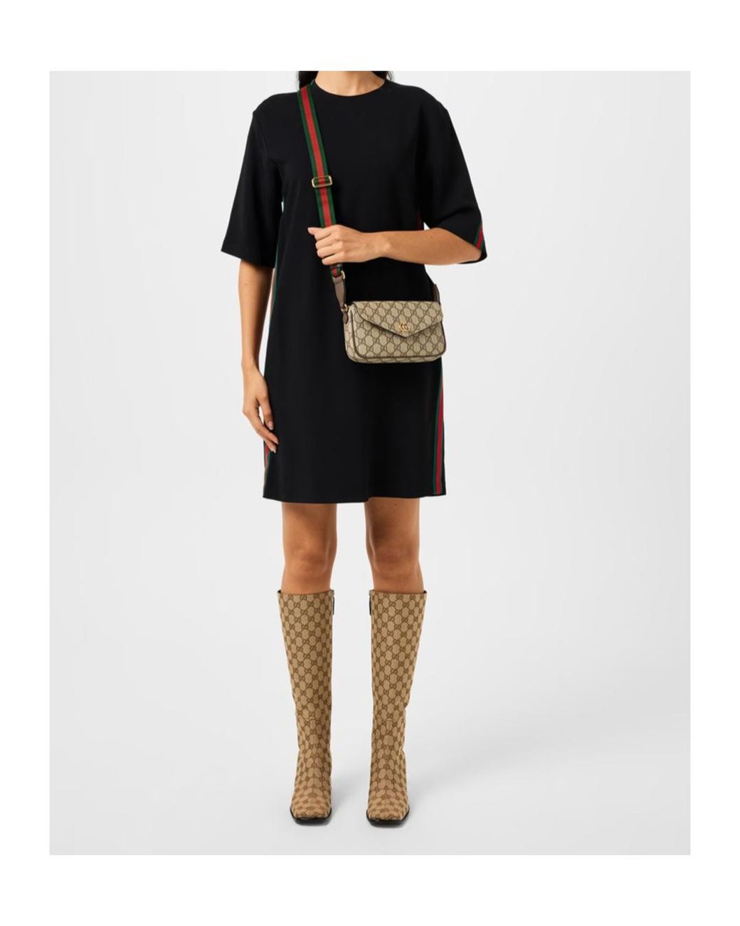 Gucci Brown Logo Cotton Ophidia Mini Bag