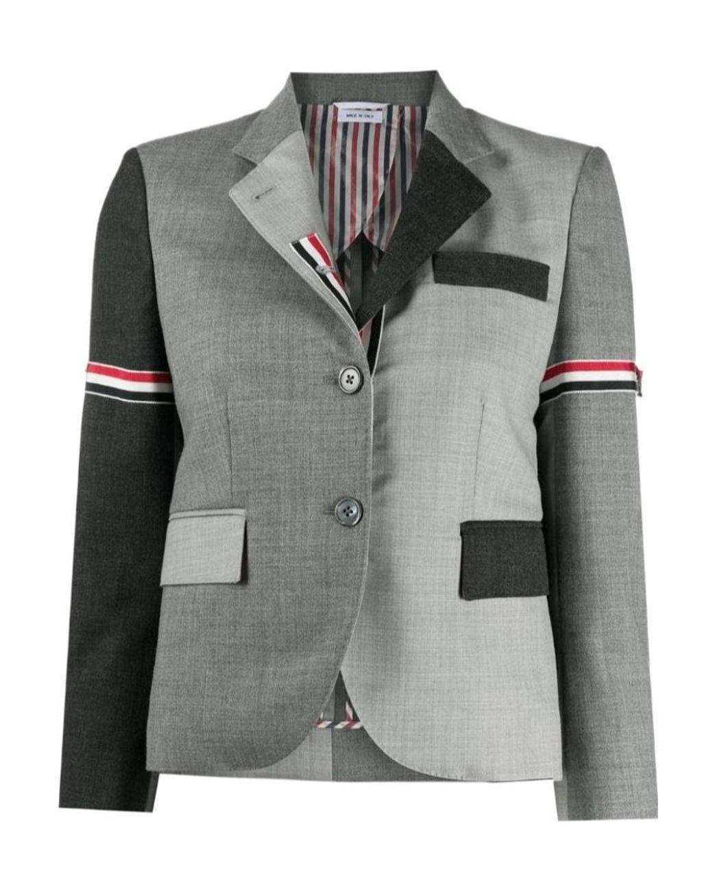 Thom Browne Gray Fun-Mix Panelled Blazer