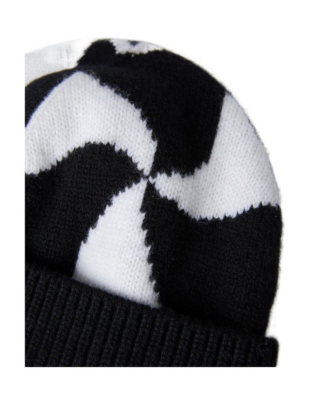 Bottega Veneta Black Patterned Wool Beanie