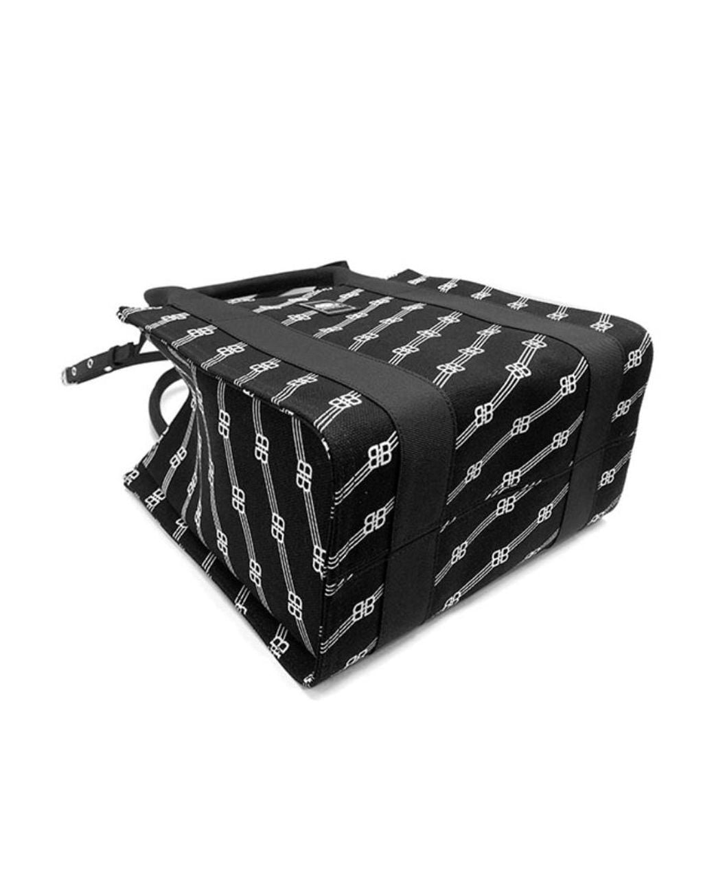 Balenciaga Black Logo Jacquard Shoulder Bag