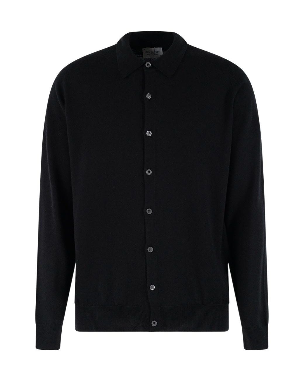 John Smedley Black Tibor Buttoned Knit Shirt for men