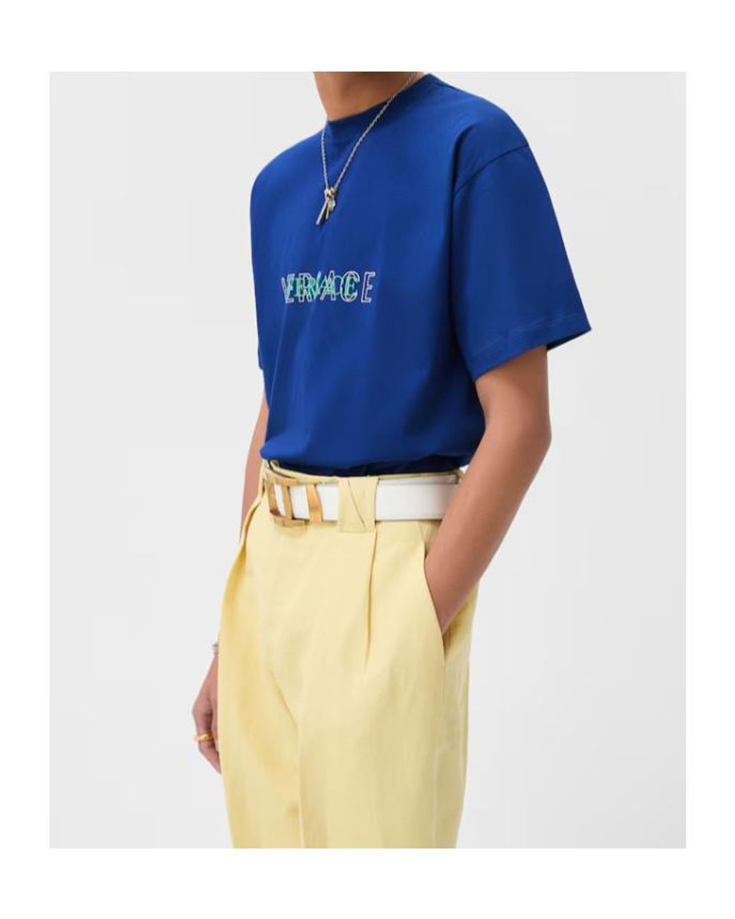Versace Blue Graphic Logo T-Shirt for men