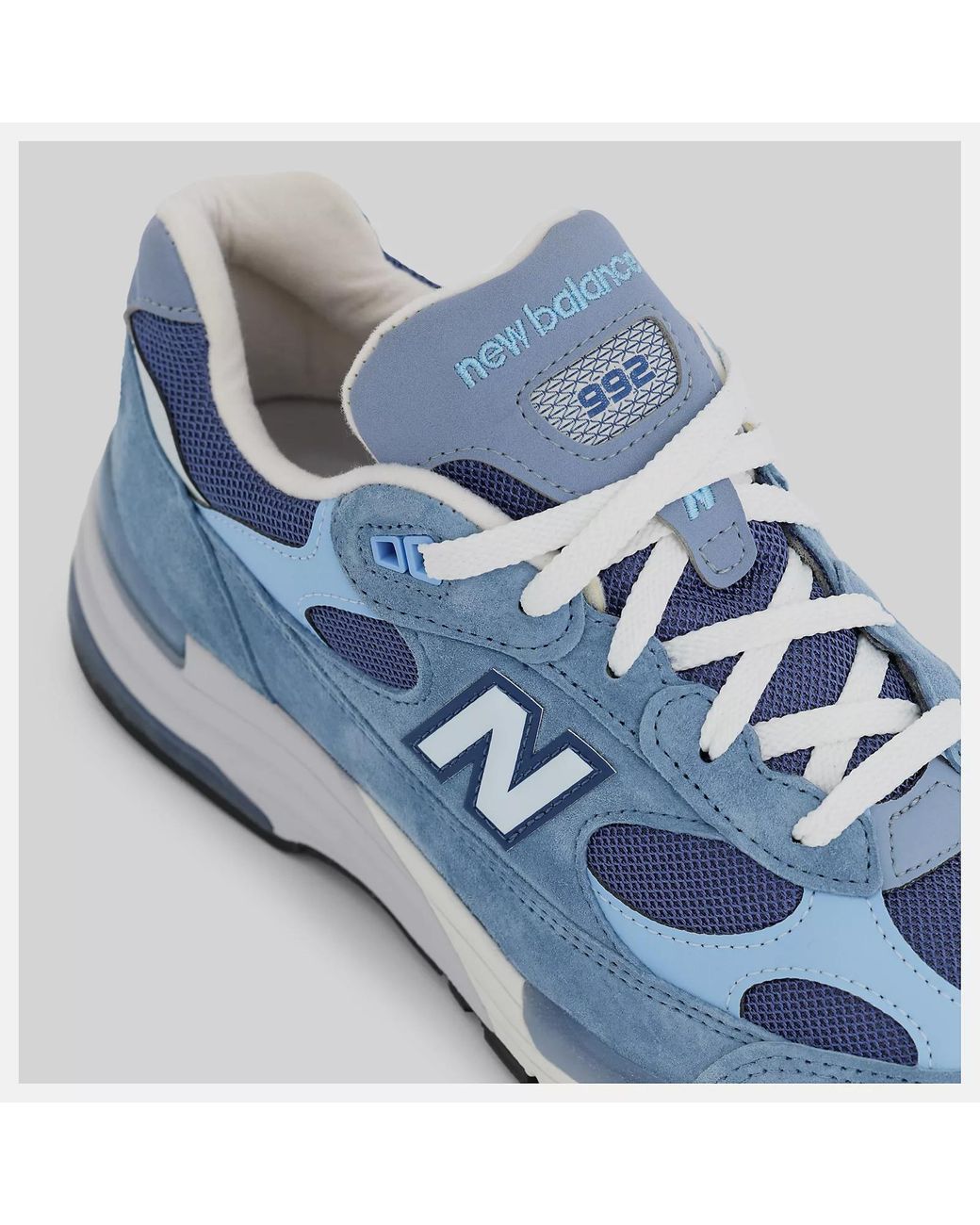 New Balance Blue 992 Logo Patch Lace-Up Sneakers for men