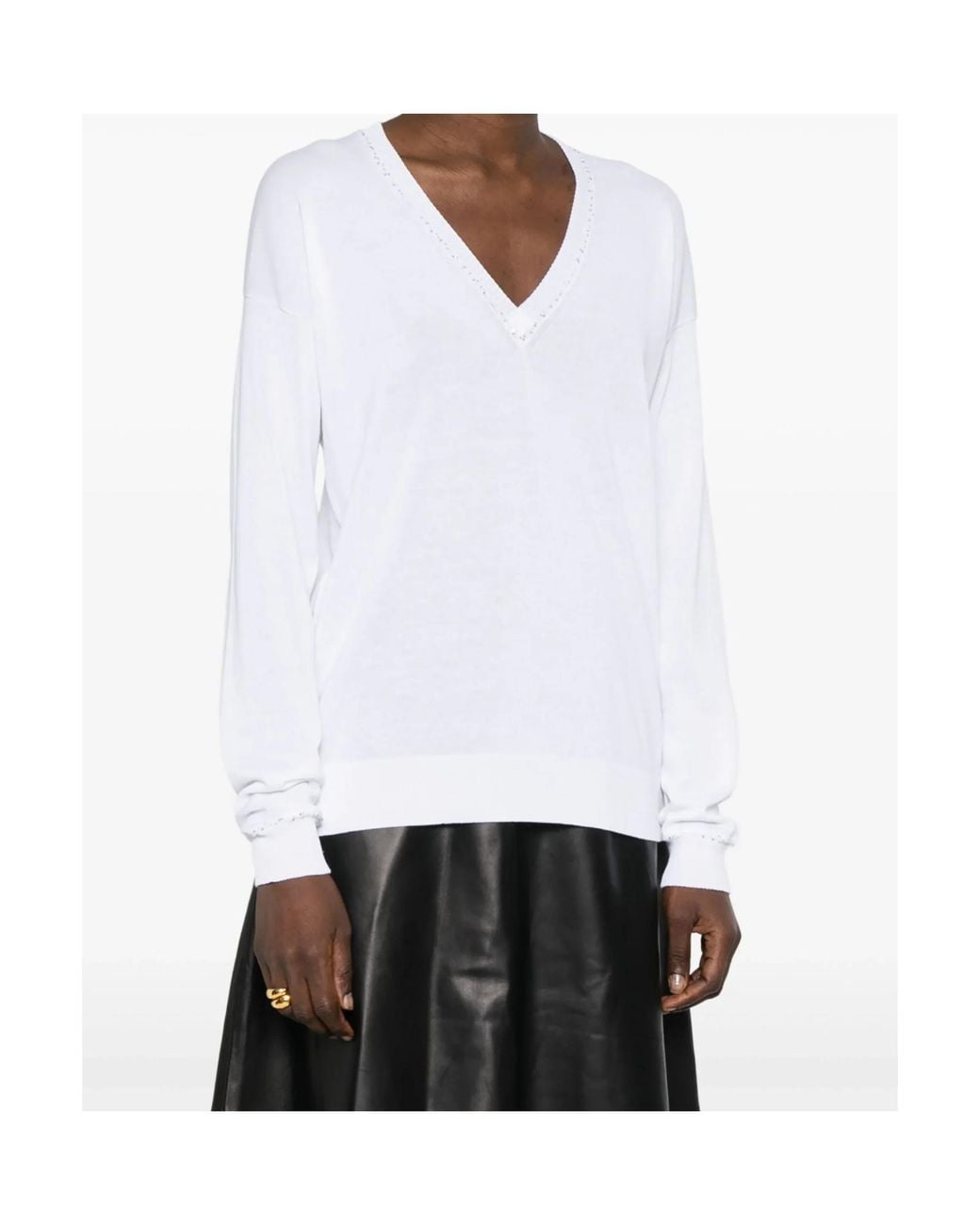 Fabiana Filippi White Long-Sleeved Sweater