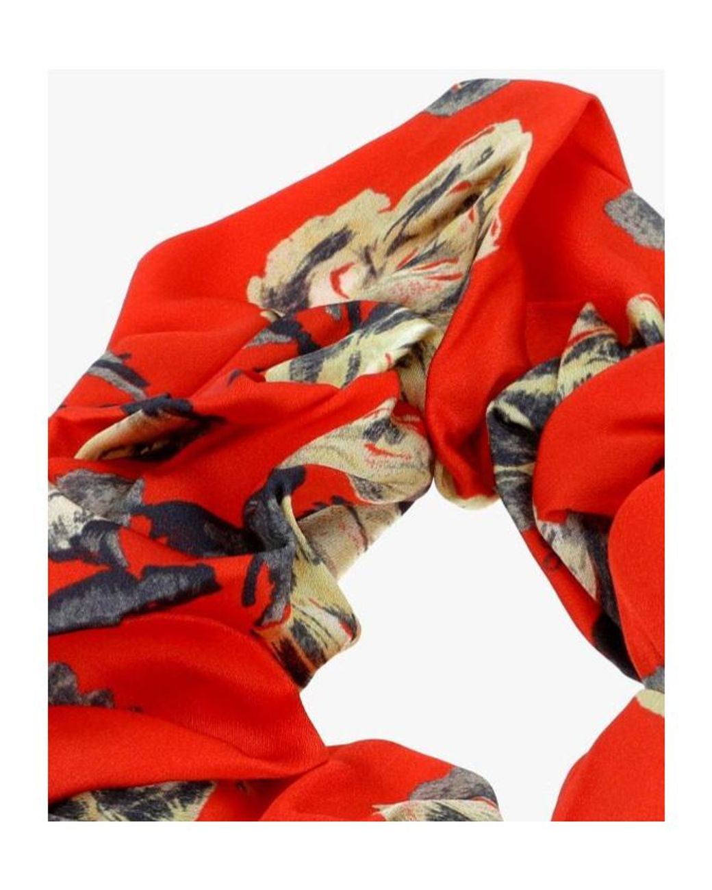 Ganni Red Floral Printed Scrunchie