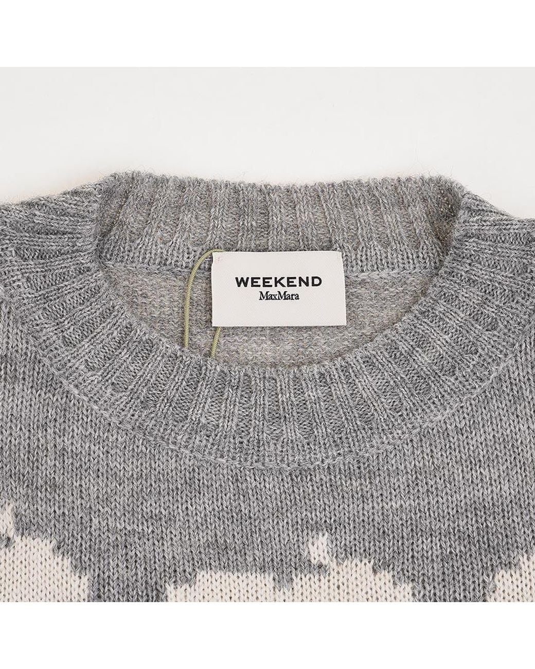 Weekend by Maxmara Gray Flock Intarsia Knitted Sweater