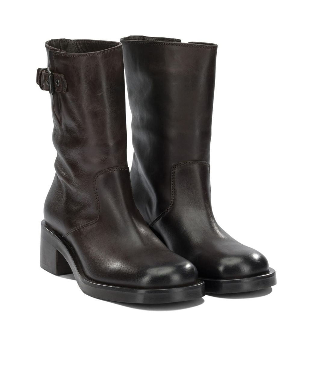 Strategia Black Round-Toe Ankle Boots