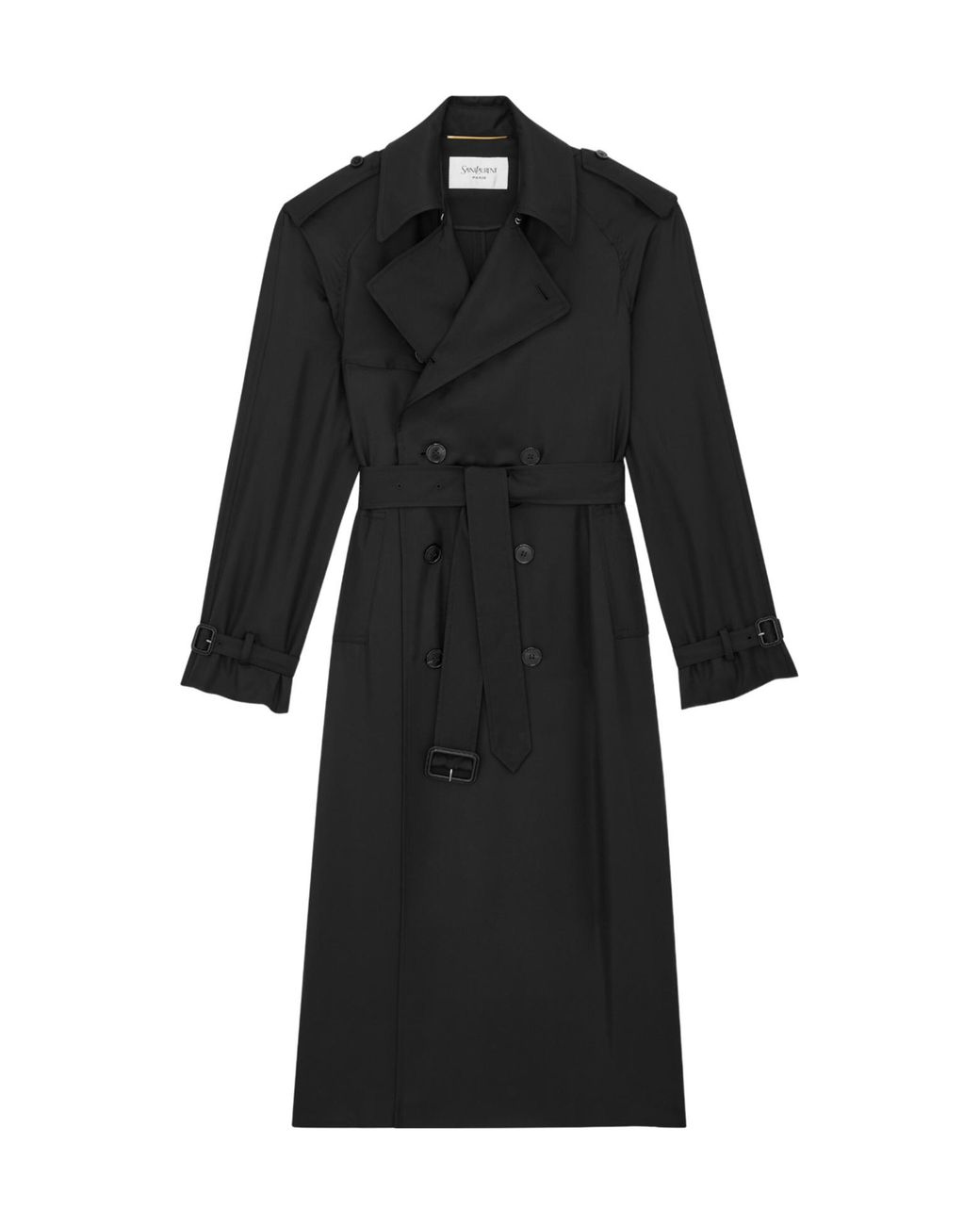 Saint Laurent Black Silk Trench Coat