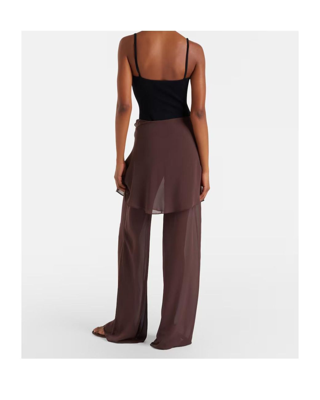Christopher Esber Brown Sheer Silk Wide-Leg Pants