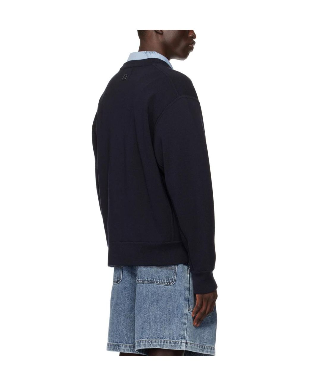 Wooyoungmi Blue Y-Neck Knitted Cardigan for men