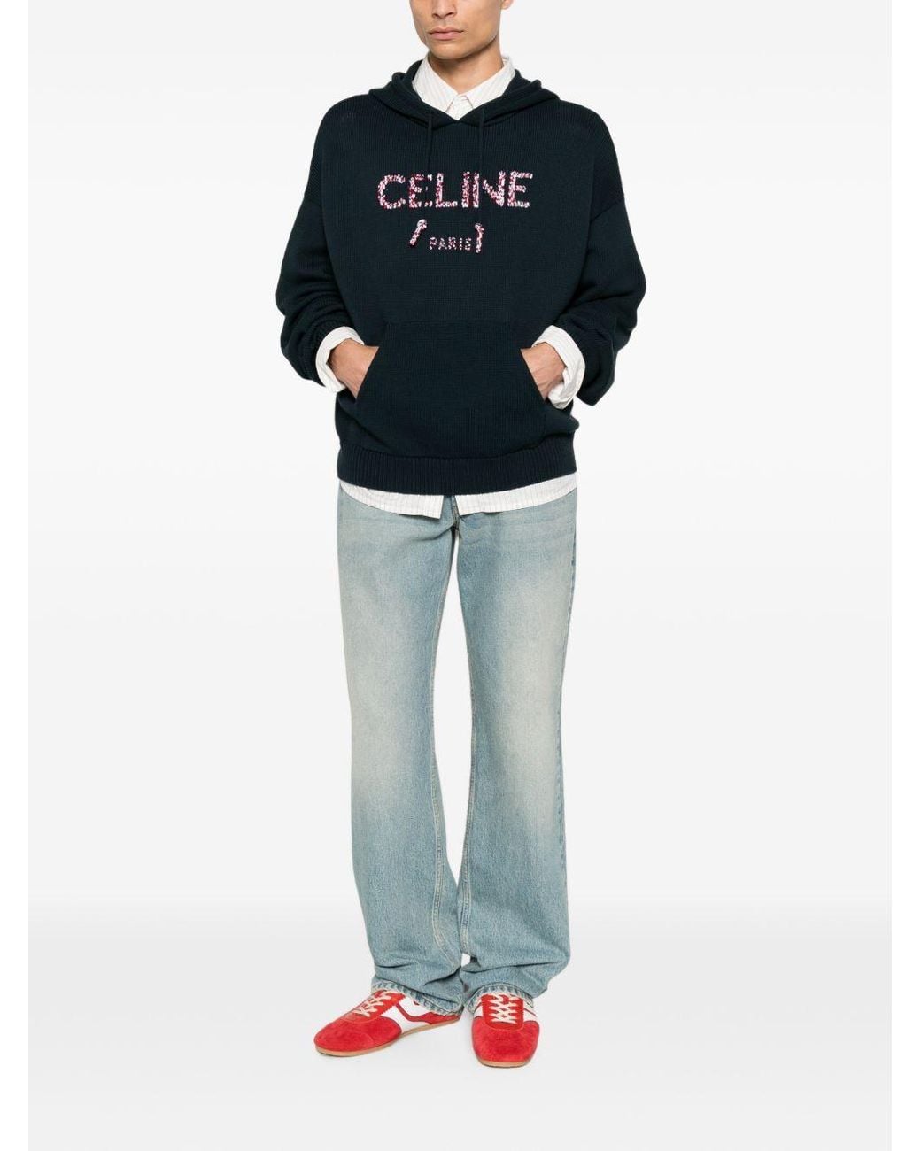 Céline Blue Hooded Sweater for men