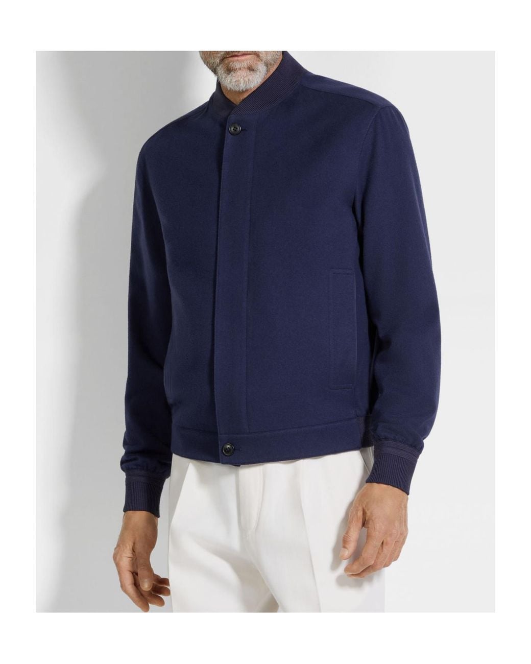 Zegna Blue Oasi Cashmere Bomber Jacket for men