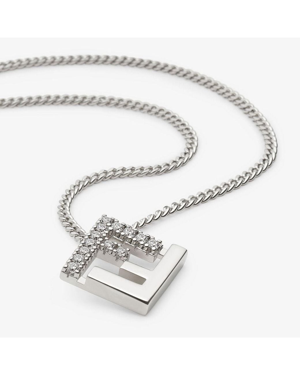 Fendi White Forever Embellished Necklace