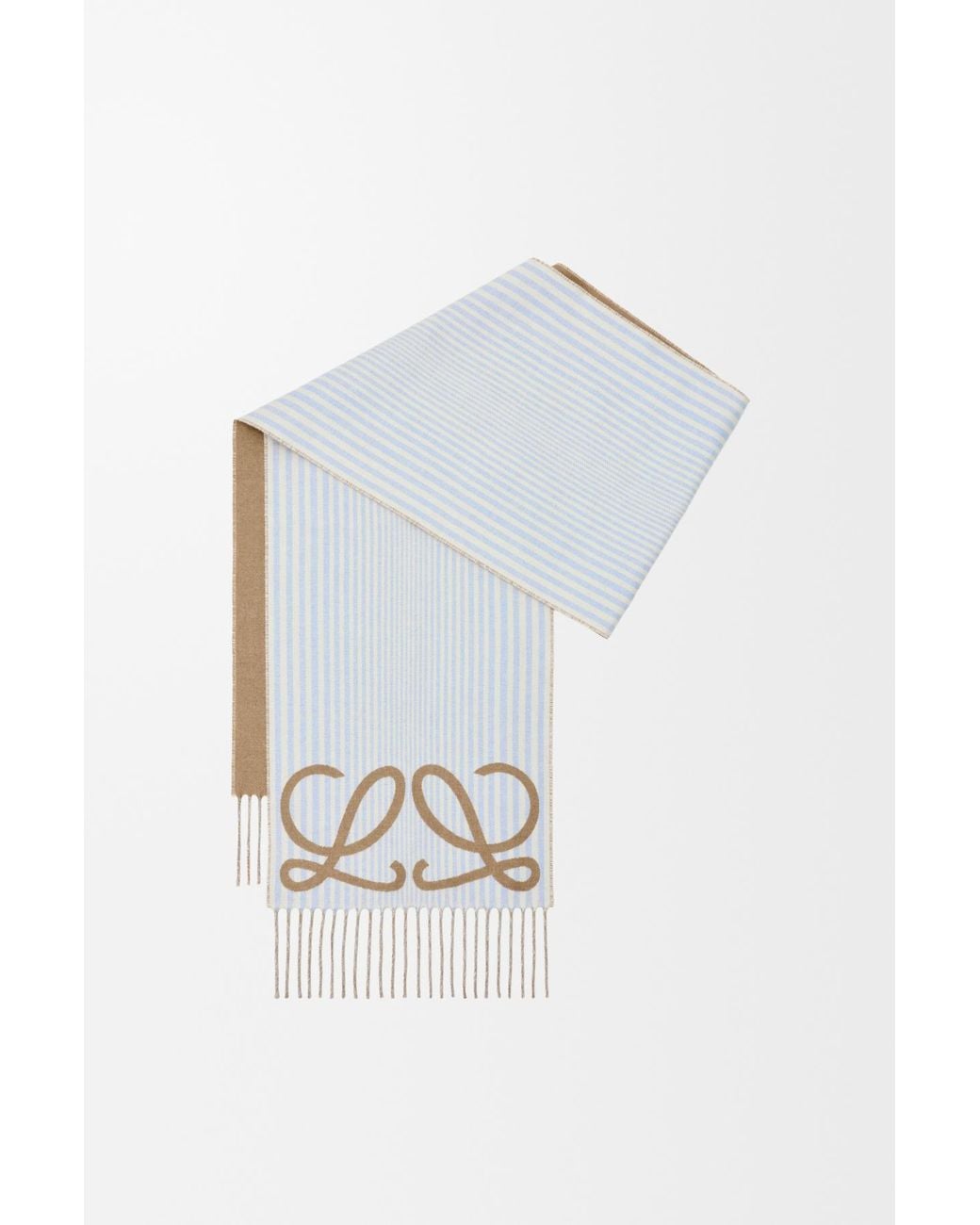 Loewe White Anagram Fringed Edge Scarf for men