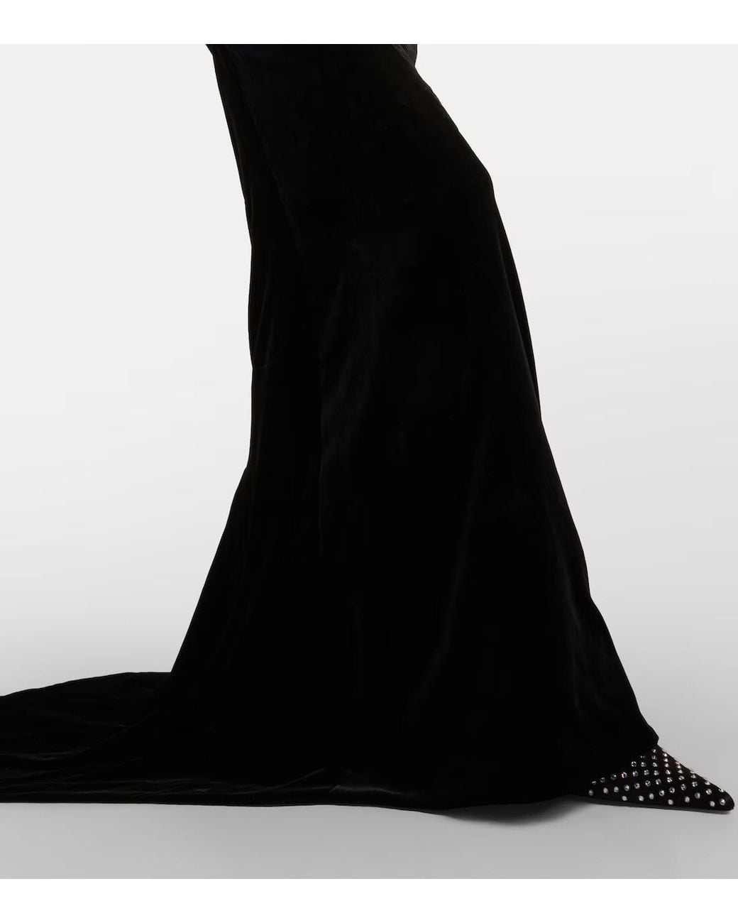 Alessandra Rich Black Bow-Decorated Off-The-Shoulder Velvet Dress