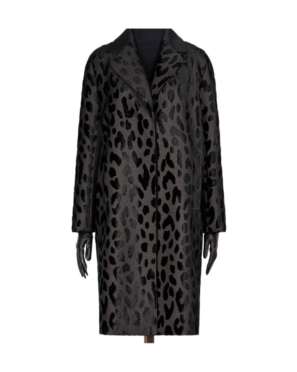 Max Mara Black Atelier Single-Breasted Spotted Velvet Coat