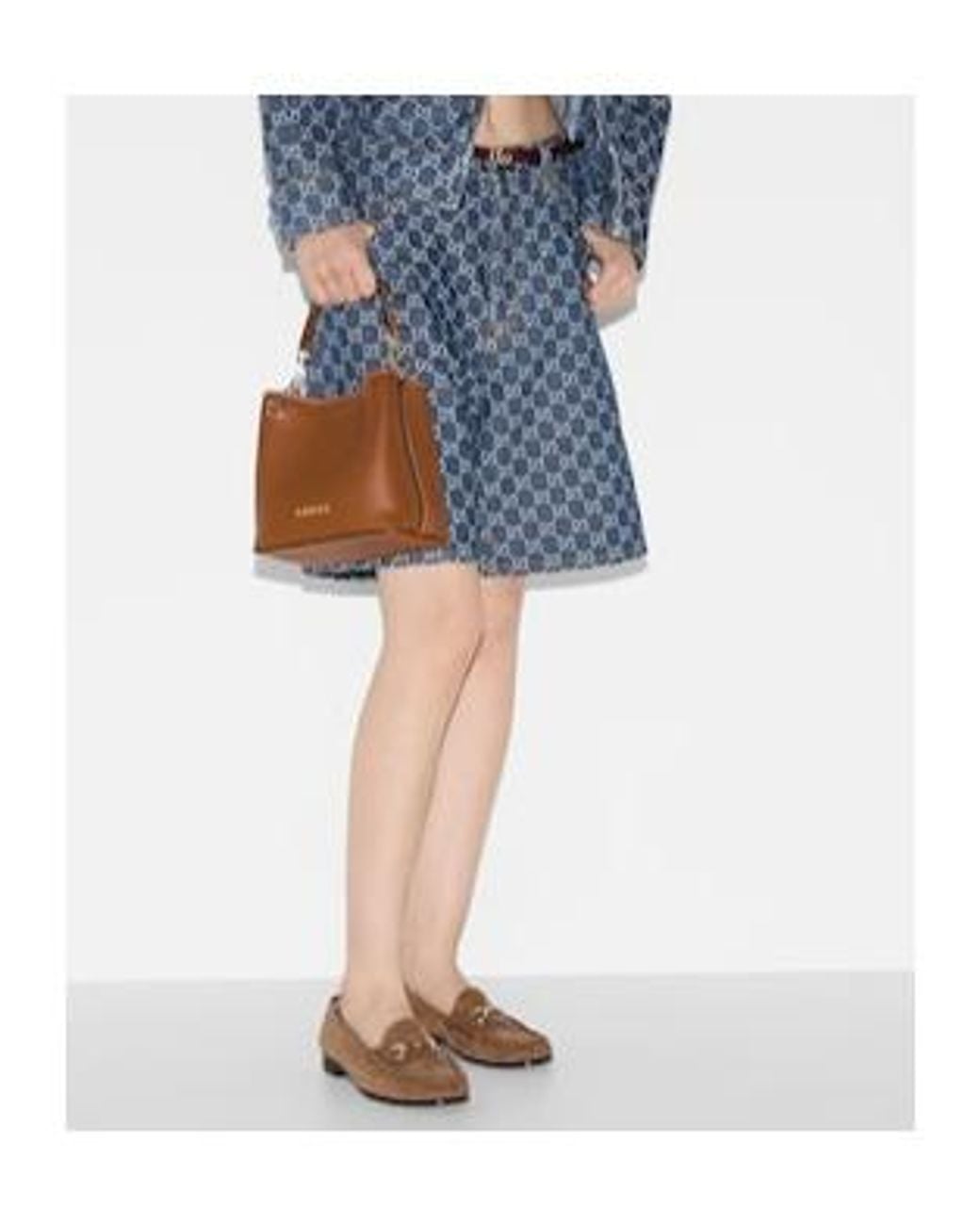Gucci Blue Leather-Trimmed Denim Bermuda Shorts