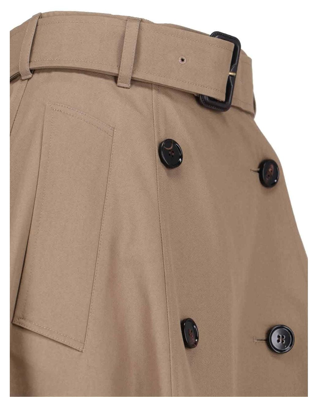 Burberry Brown Gabardine Trench Midi Skirt