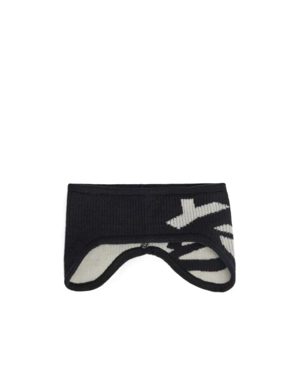 Y-3 Black X Yohji Yamamoto Logo-Intarsia Ribbed Headband for men