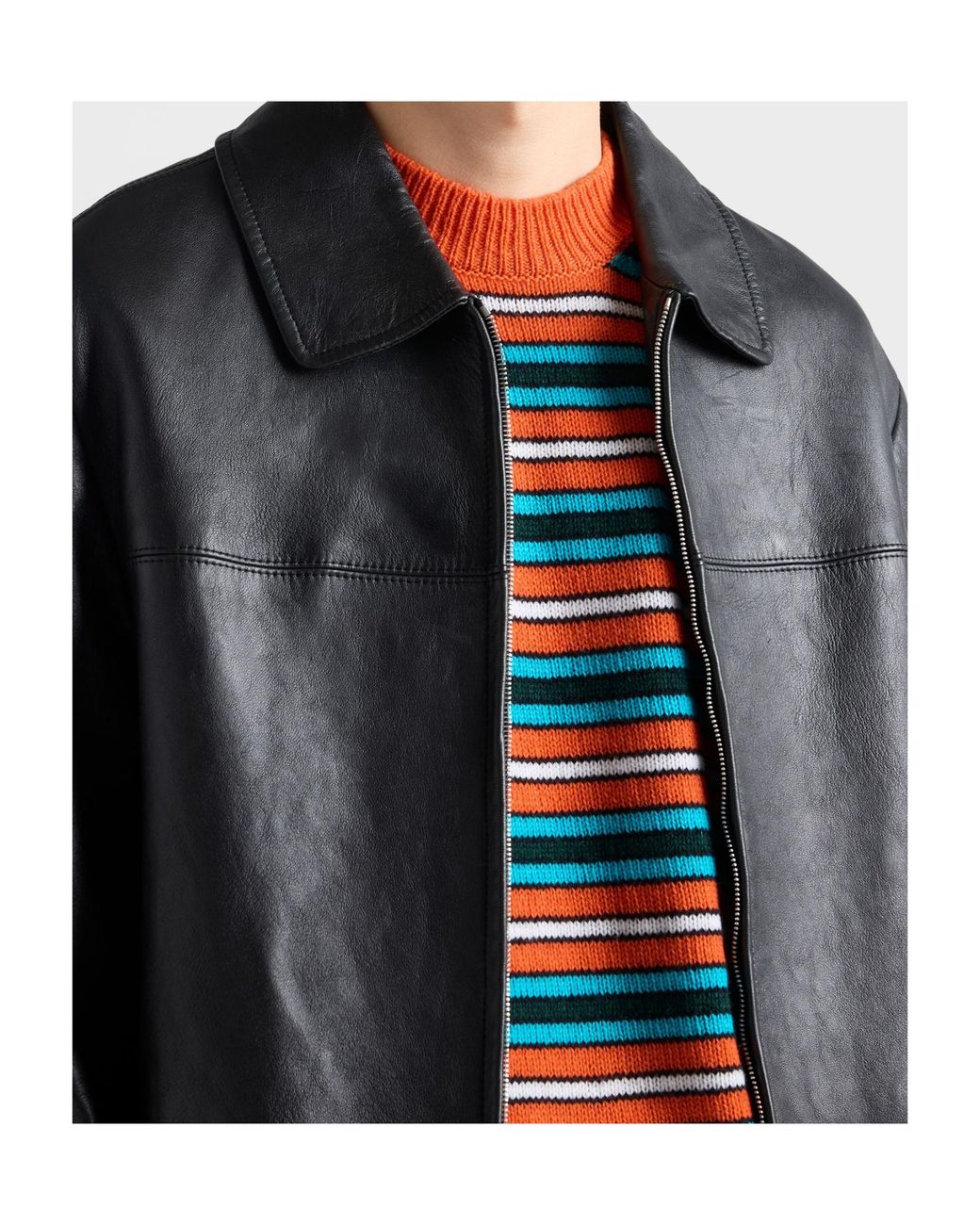Prada Black Nappa Leather Blouson Jacket for men