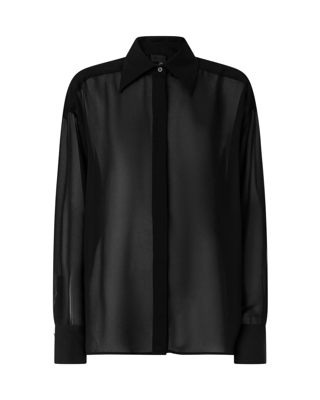 Pinko Black Sheer Long-Sleeve Shirt