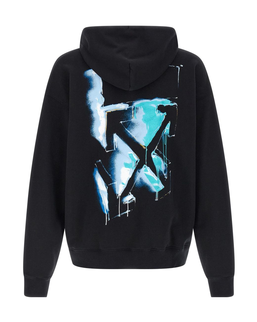 Off-White c/o Virgil Abloh Blue Logo Printed Drawstring Hoodie for men