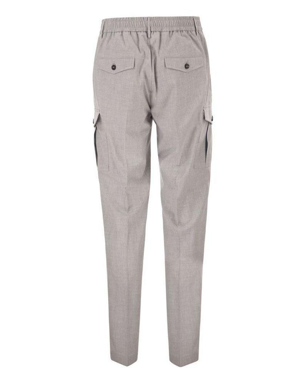 Peserico Gray Belt-Loop Utility Casual Trousers for men