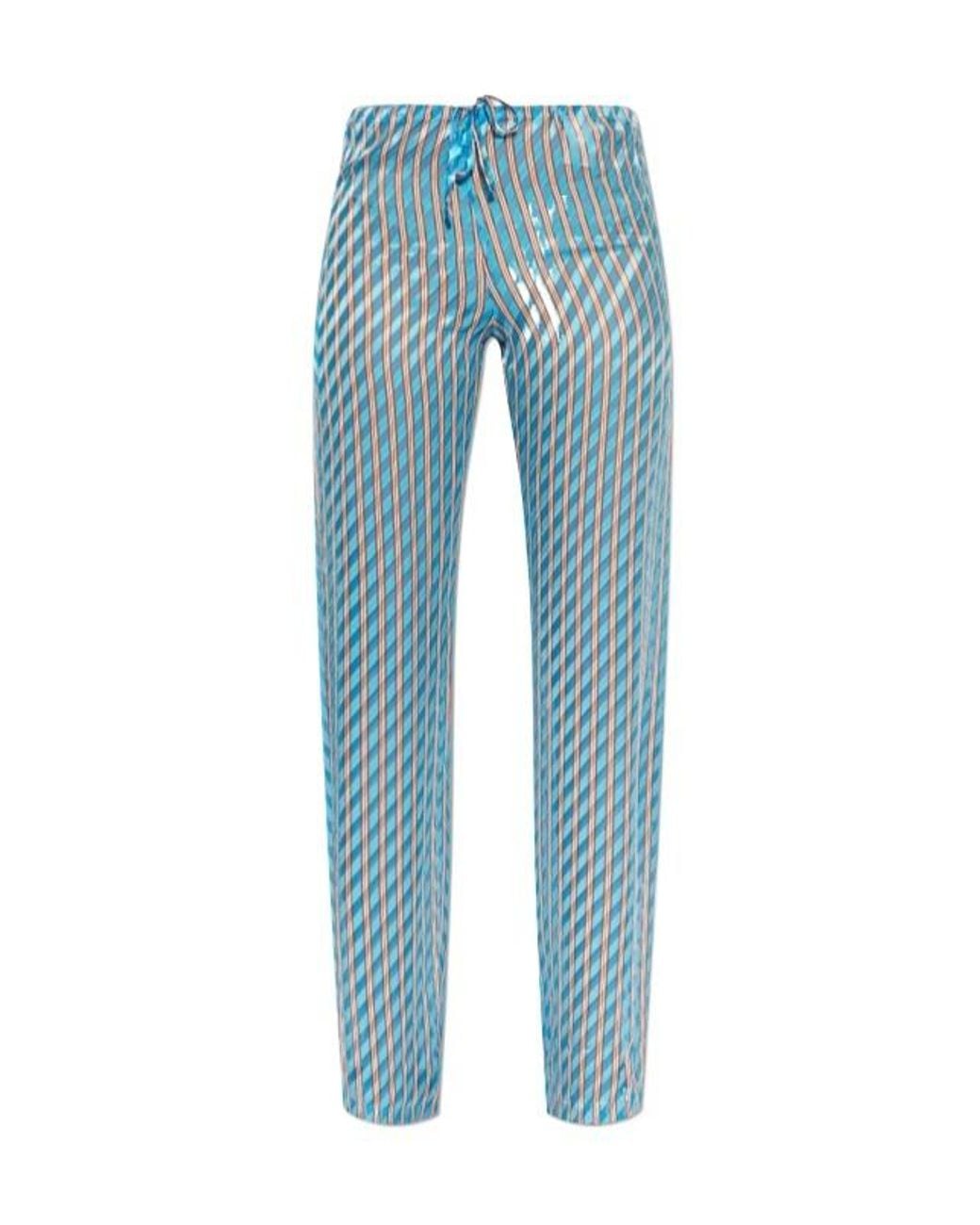 Dries Van Noten Blue Striped Drawstring Pants