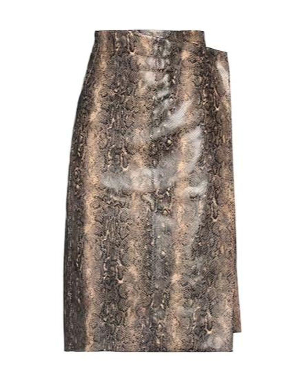 Ganni Brown Snake-Patterned Skirt