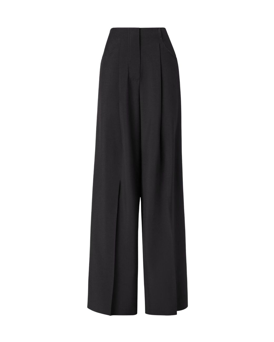Fendi Black Pleated Wide-Leg Trousers
