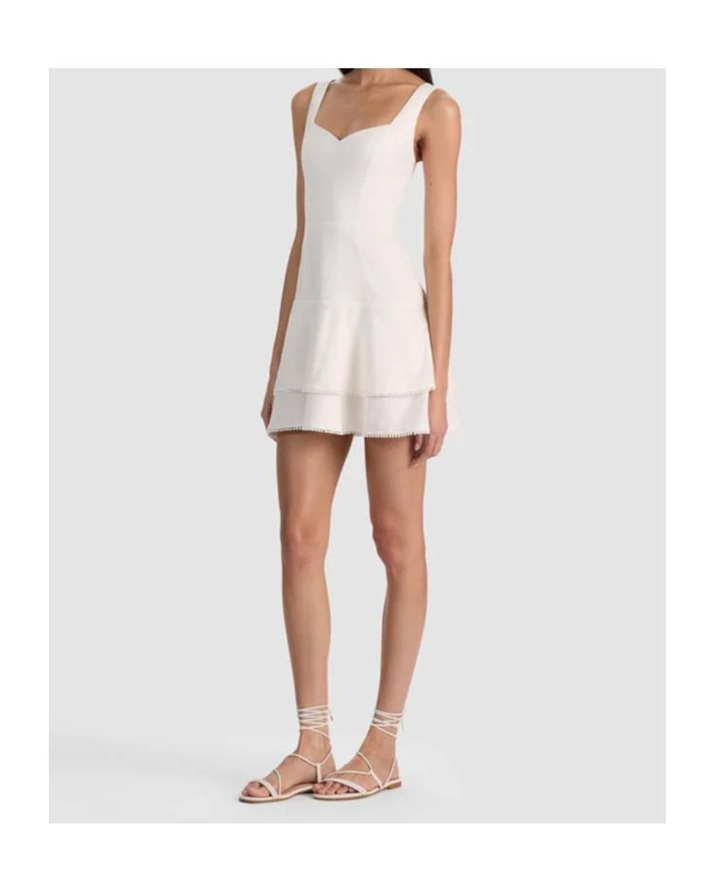 Alice + Olivia White Miriam Pom-Pom Trim Mini Dress