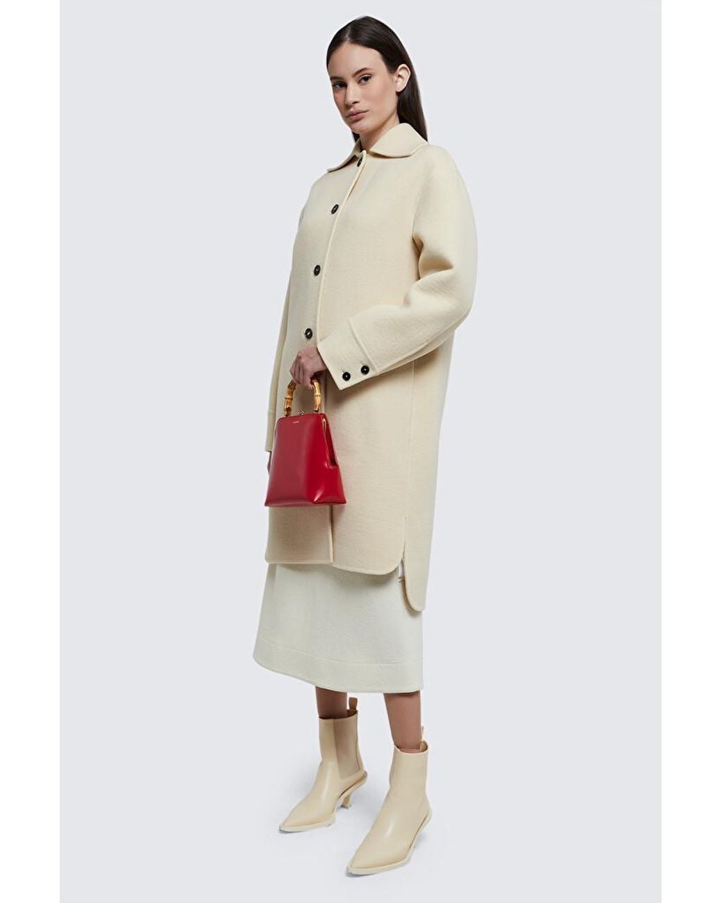 Jil Sander White Single-Breasted Oversized Coat