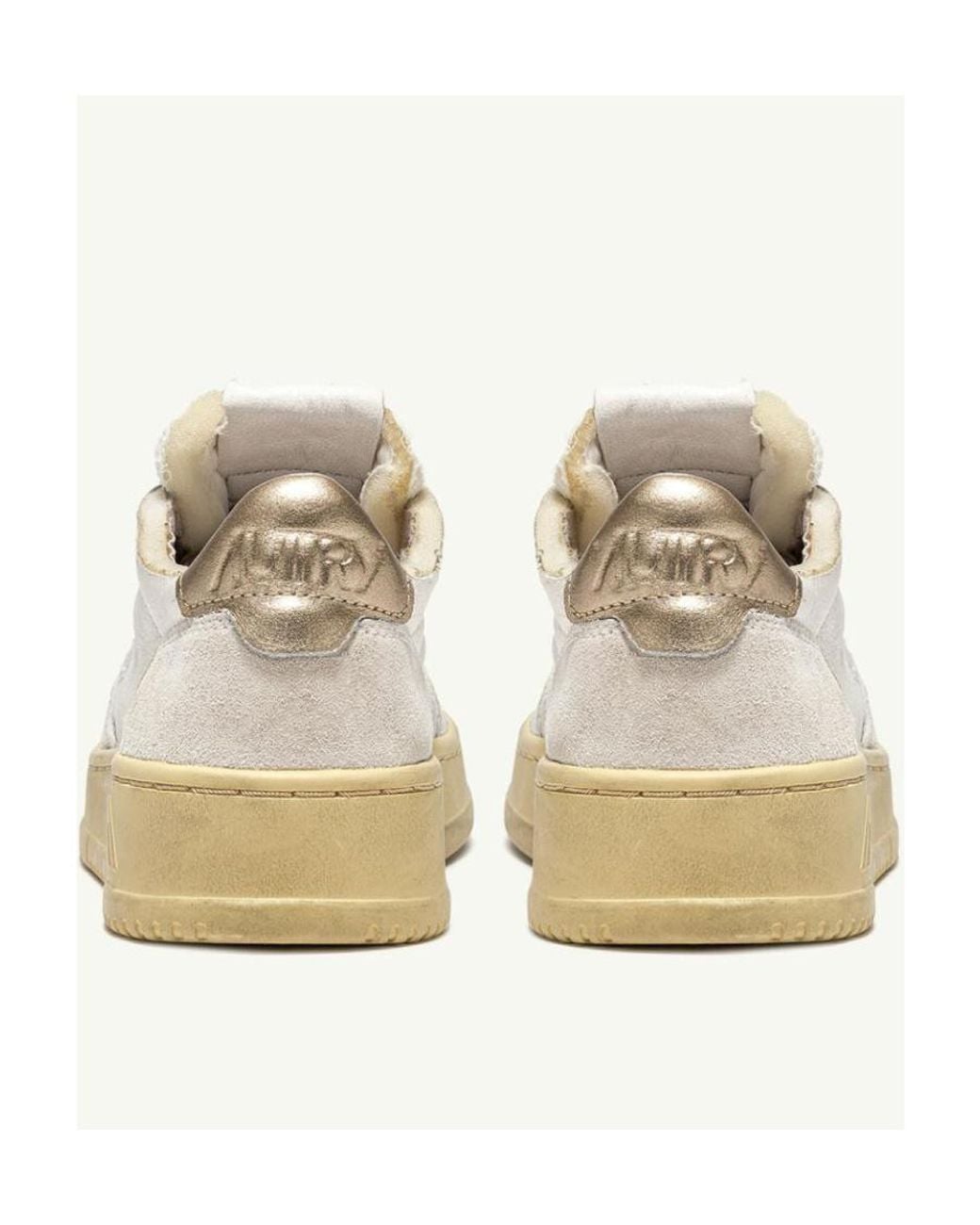 Autry White Logo-Patch Lace-Up Sneakers