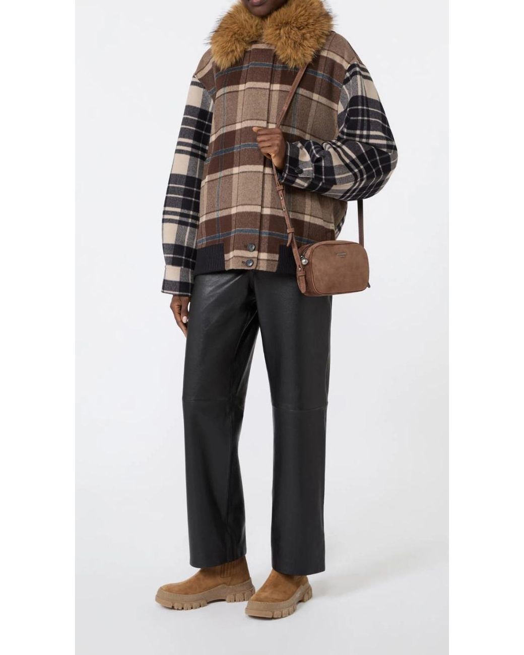 Weekend by Maxmara Brown Wkastruzzo Logo Stamp Crossbody Bag
