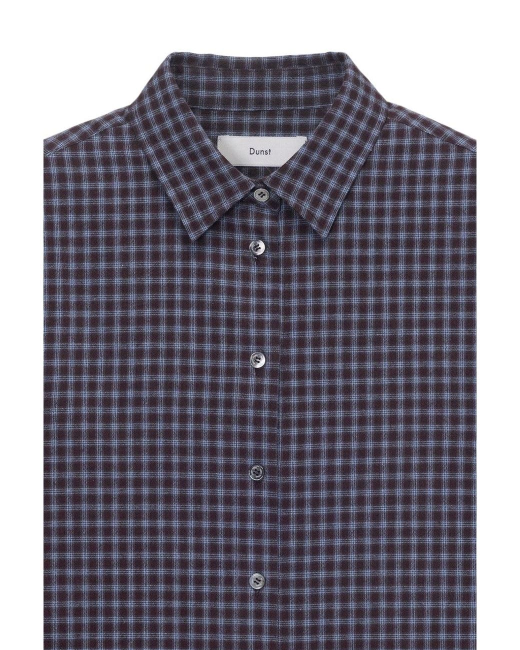 DUNST Blue Essential Slim-Fit Plaid Shirt