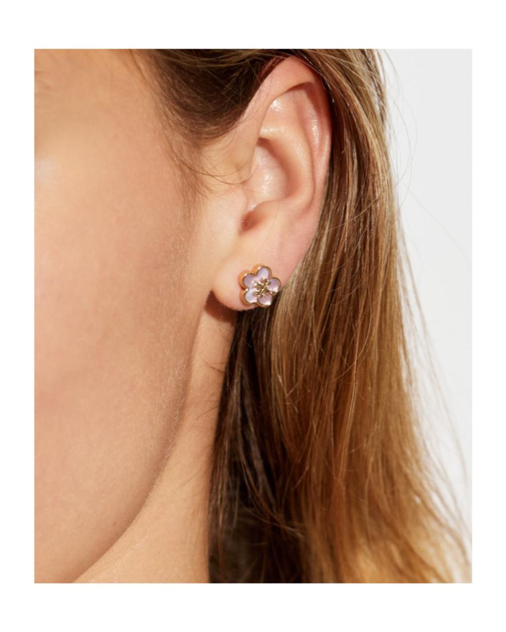 Tory Burch White Forget Me Not Stud Earrings