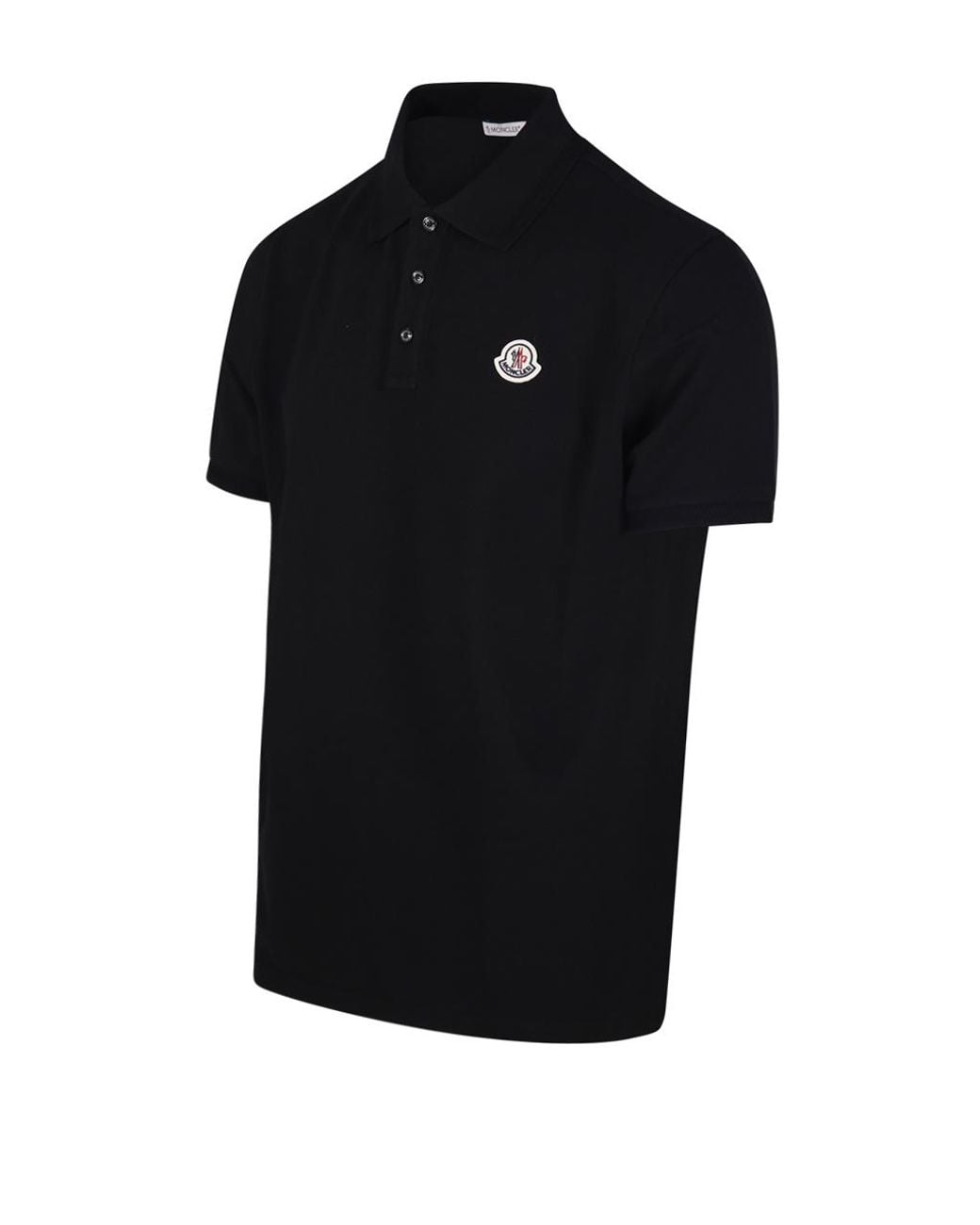 Moncler Black Logo Patch Short-Sleeved Polo Shirt for men