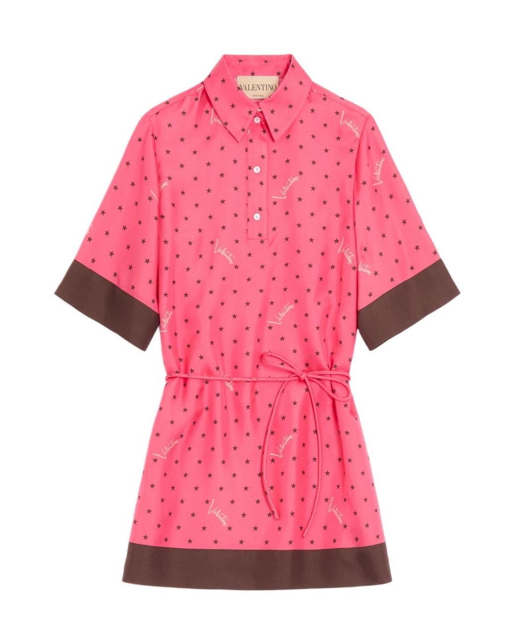Valentino Pink Stelline Firma Starry Twill Shirt Dress
