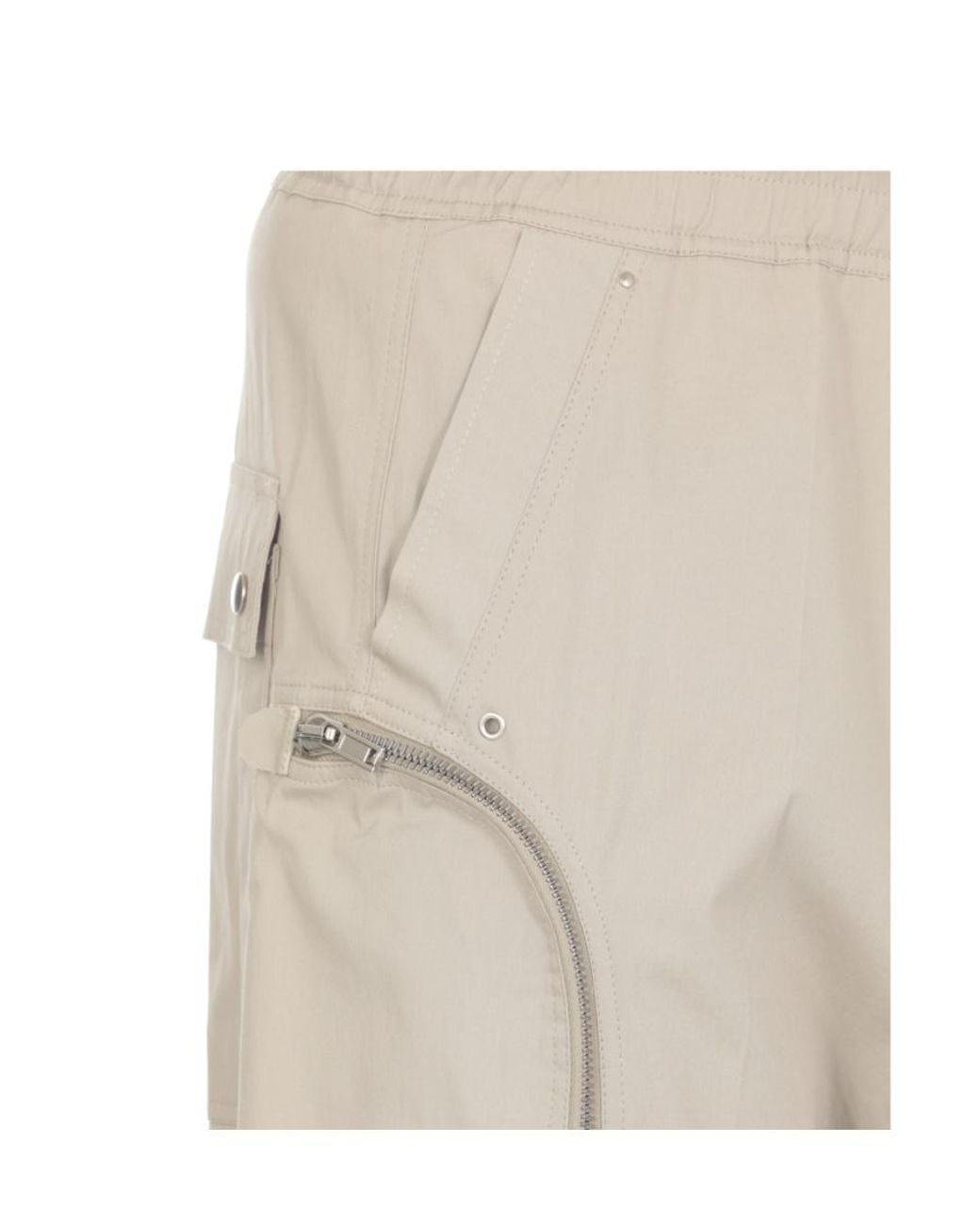 Rick Owens Natural Zip Detailed Drawstring Trousers for men