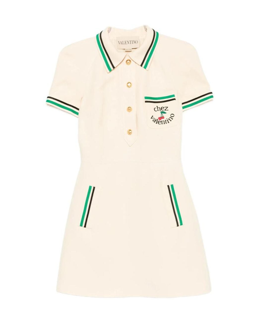 Valentino Natural Cherry Motif Short-Sleeved Mini Dress