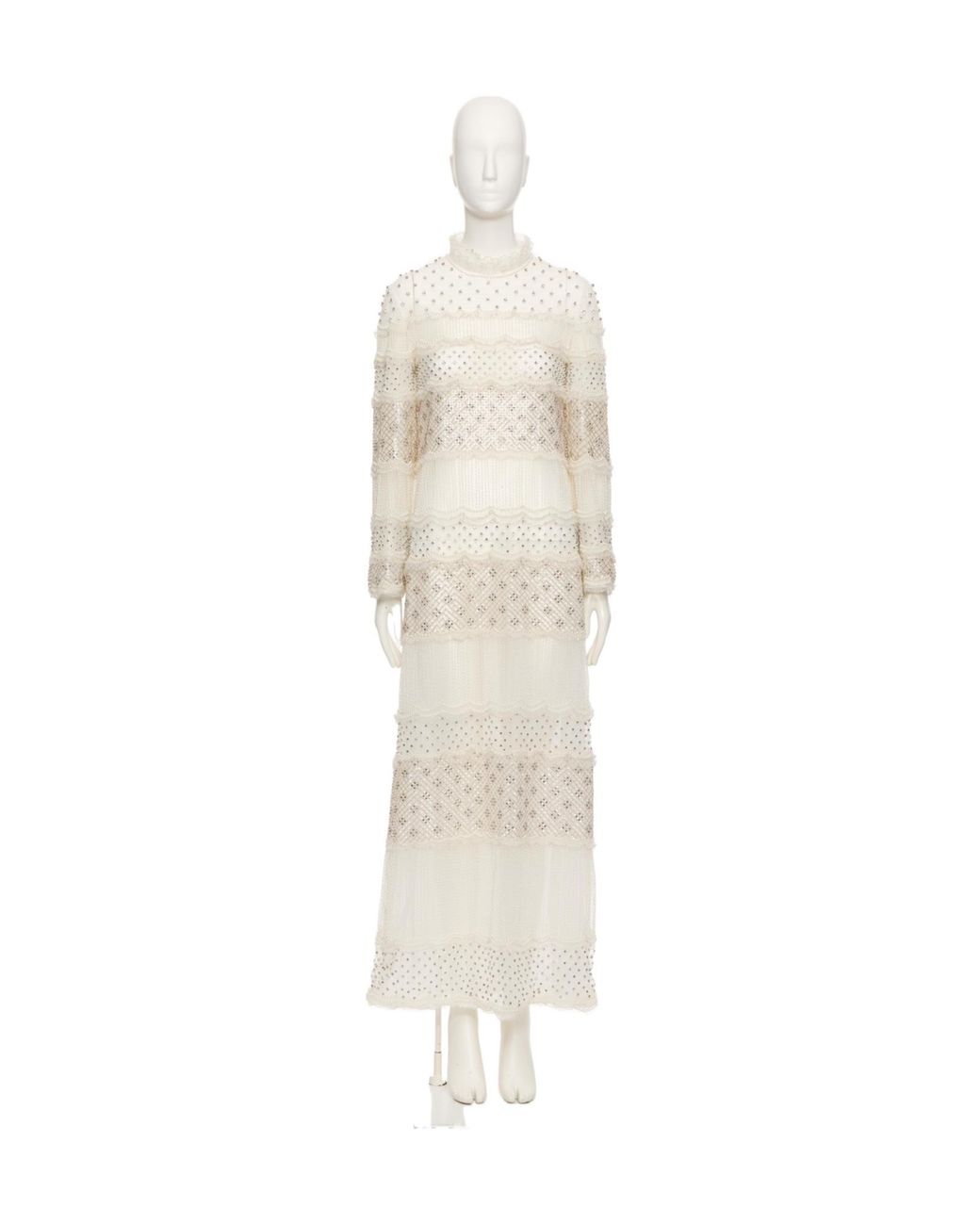 Valentino White Ruffled Embellished Dress