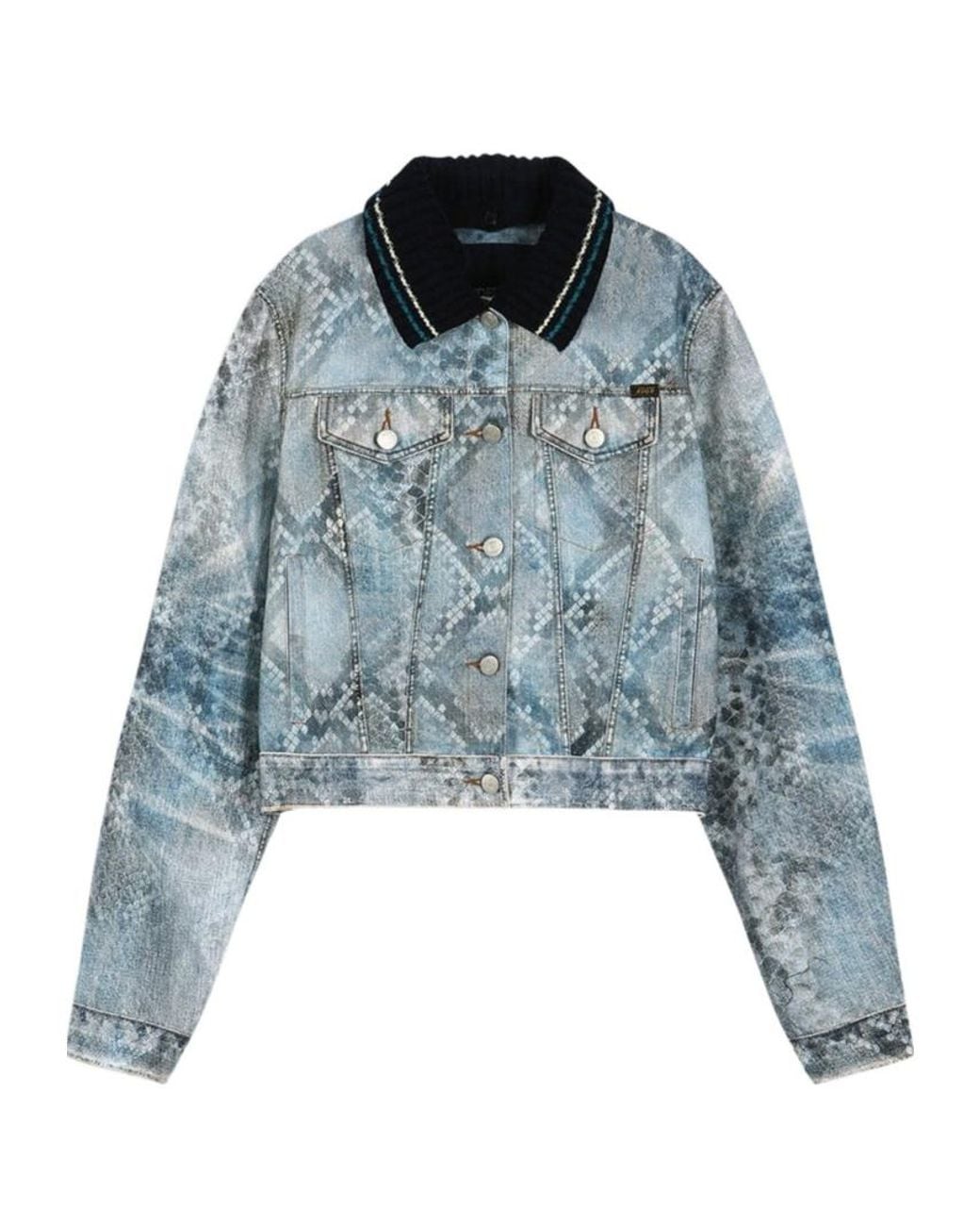 ANDERSSON BELL Blue Python Gradient Print Denim Jacket